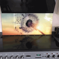 a glass splashback with an image printed on to its rear face