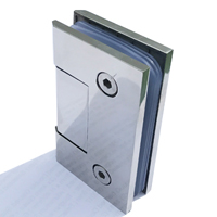 angled photo of a wall to glass fixed bracket finished in chrome