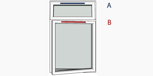 possible positions for trickle vents using the selected window configuration