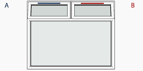 possible positions for trickle vents using the selected window configuration