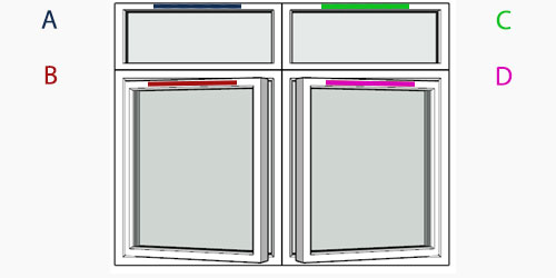 possible positions for trickle vents using the selected window configuration