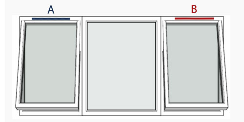 possible positions for trickle vents using the selected window configuration