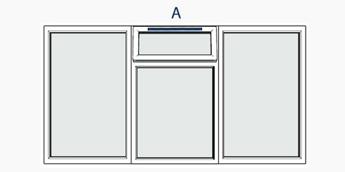 possible positions for trickle vents using the selected window configuration
