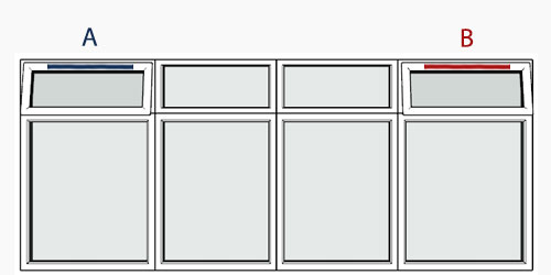 possible positions for trickle vents using the selected window configuration