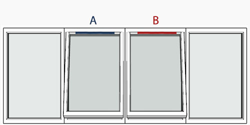 possible positions for trickle vents using the selected window configuration