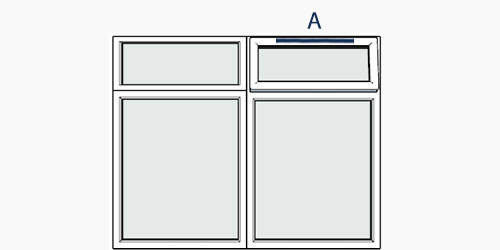 possible positions for trickle vents using the selected window configuration